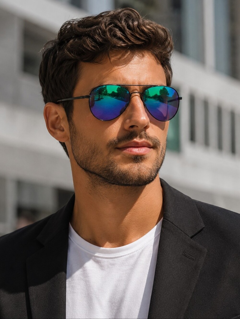 Off-White Virgil Abloh Gradient Aviator Sunglasses Blue Purple Mirror NWT